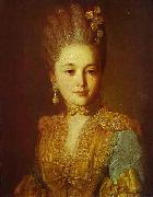 Portrait of an Unknown Woman in a Blue Dress with Yellow Trimmings